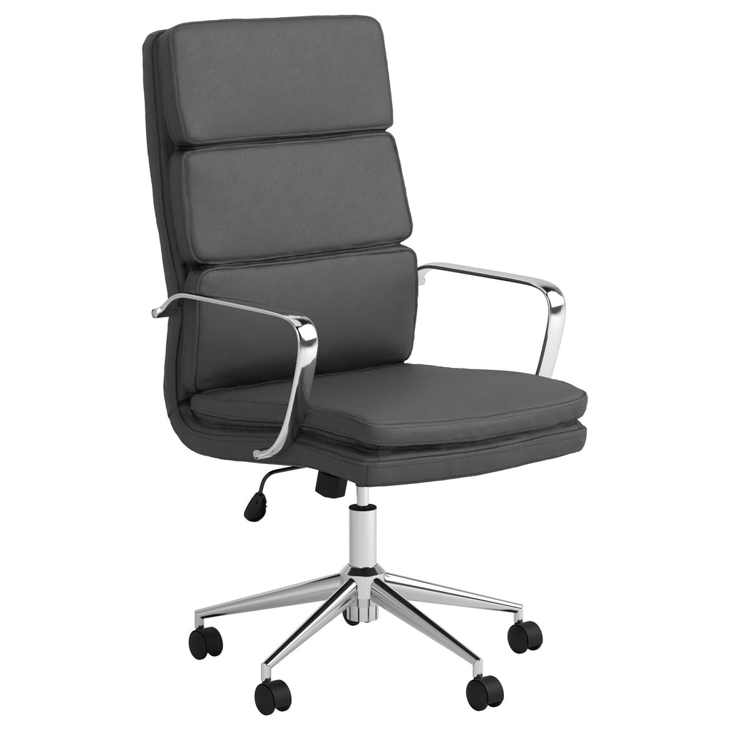 Upholstered Office Chair With Caster Wheels, Adjustable Height