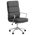 Upholstered Office Chair With Caster Wheels, Adjustable Height