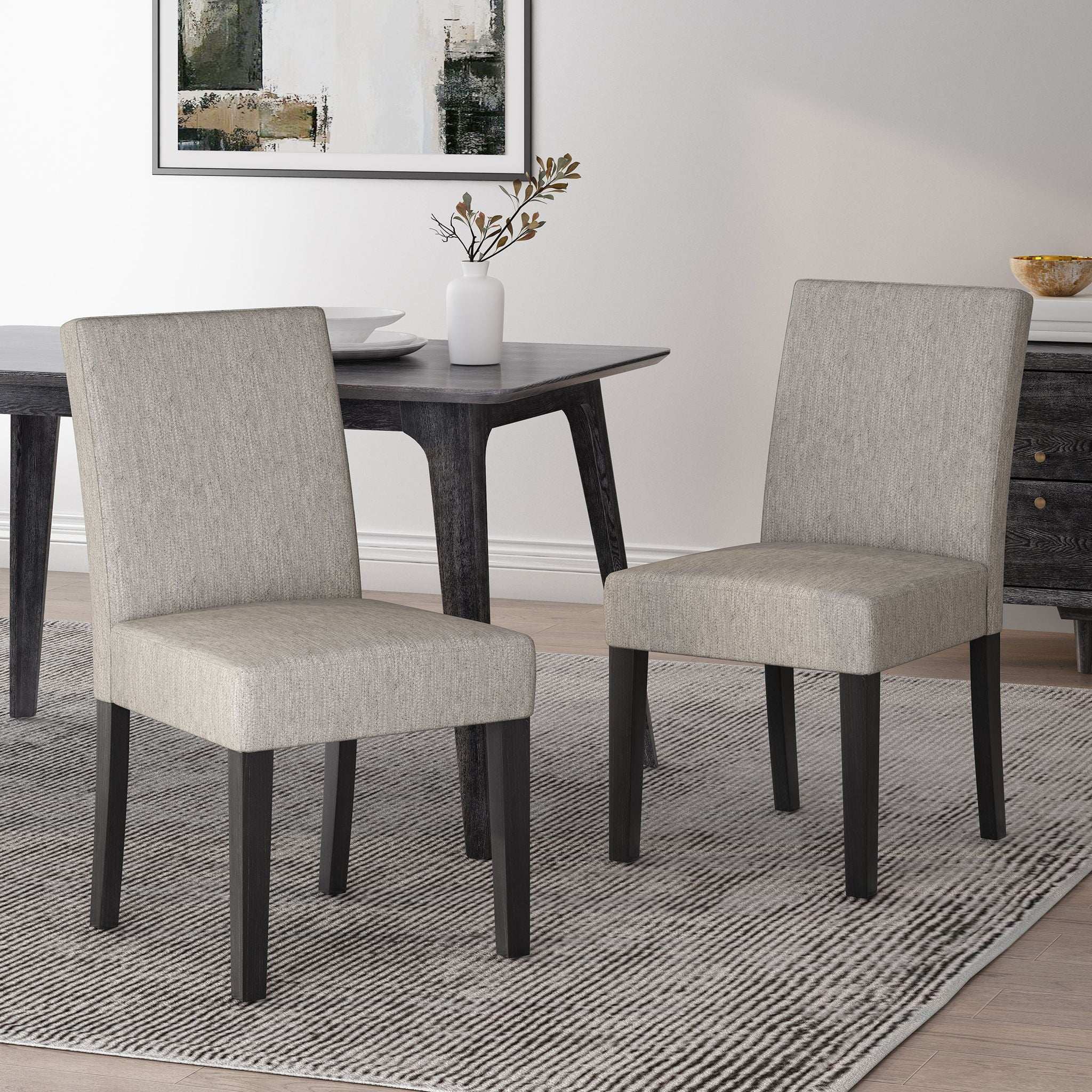 Contemporary Dining Chair With Upholstered Seating and Tapered Legs