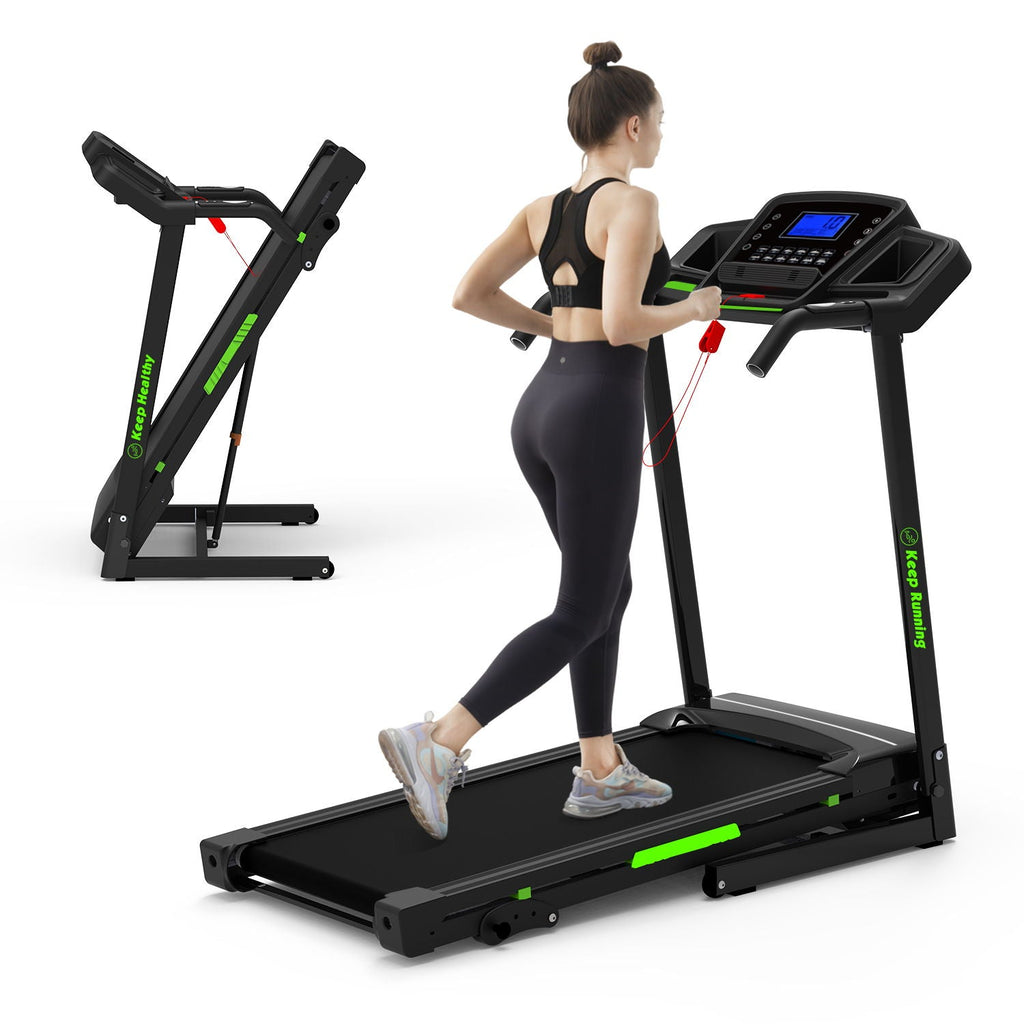 Foldable Treadmill With Incline For Home, Electric Running Machine With Speed Control, Pulse Monitor, 12 Training Programs - Black