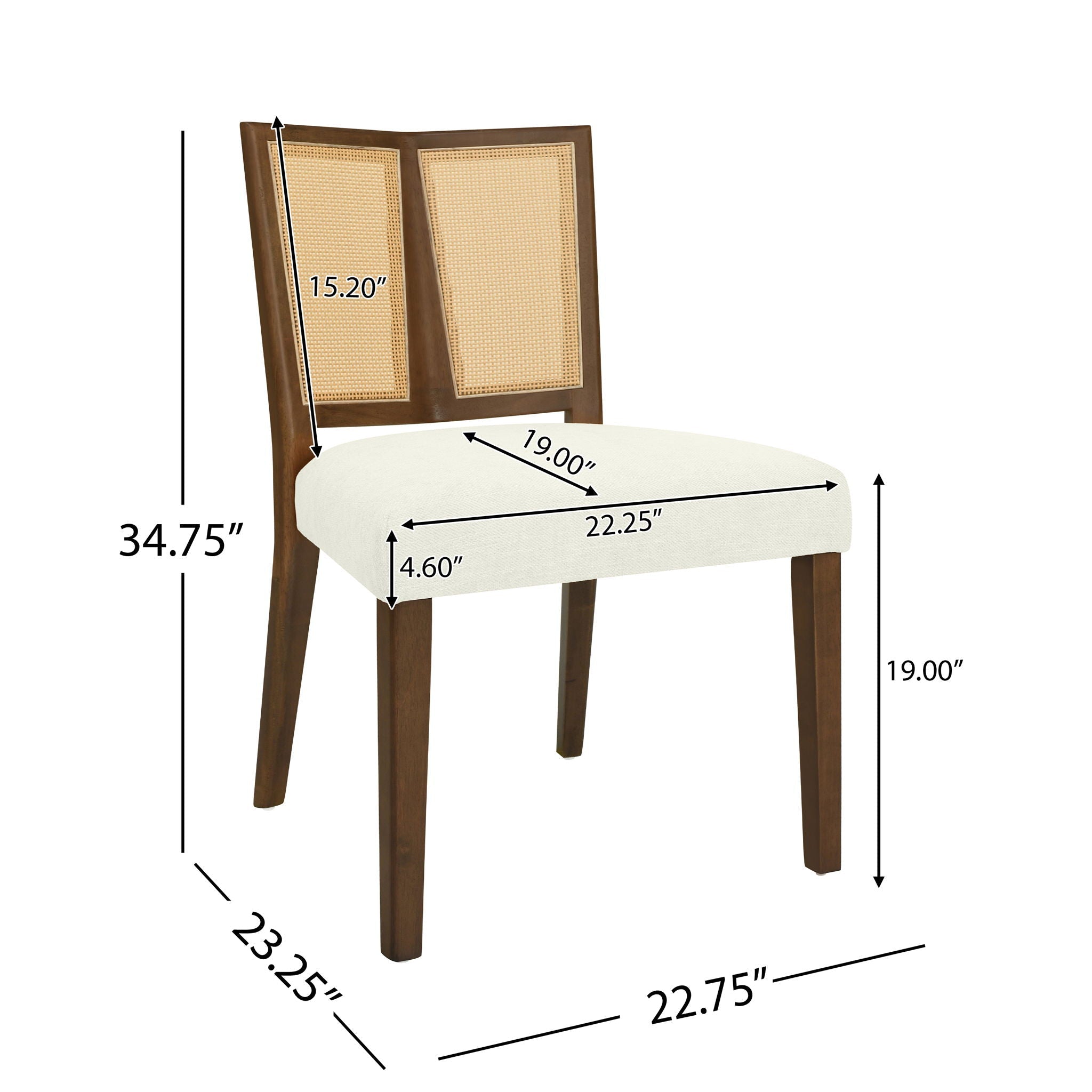 Mid Century Rattan Dining Chair Without Arms Set