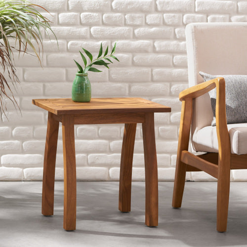 Patio Conversation Set with Acacia Wood Armchairs and End Table