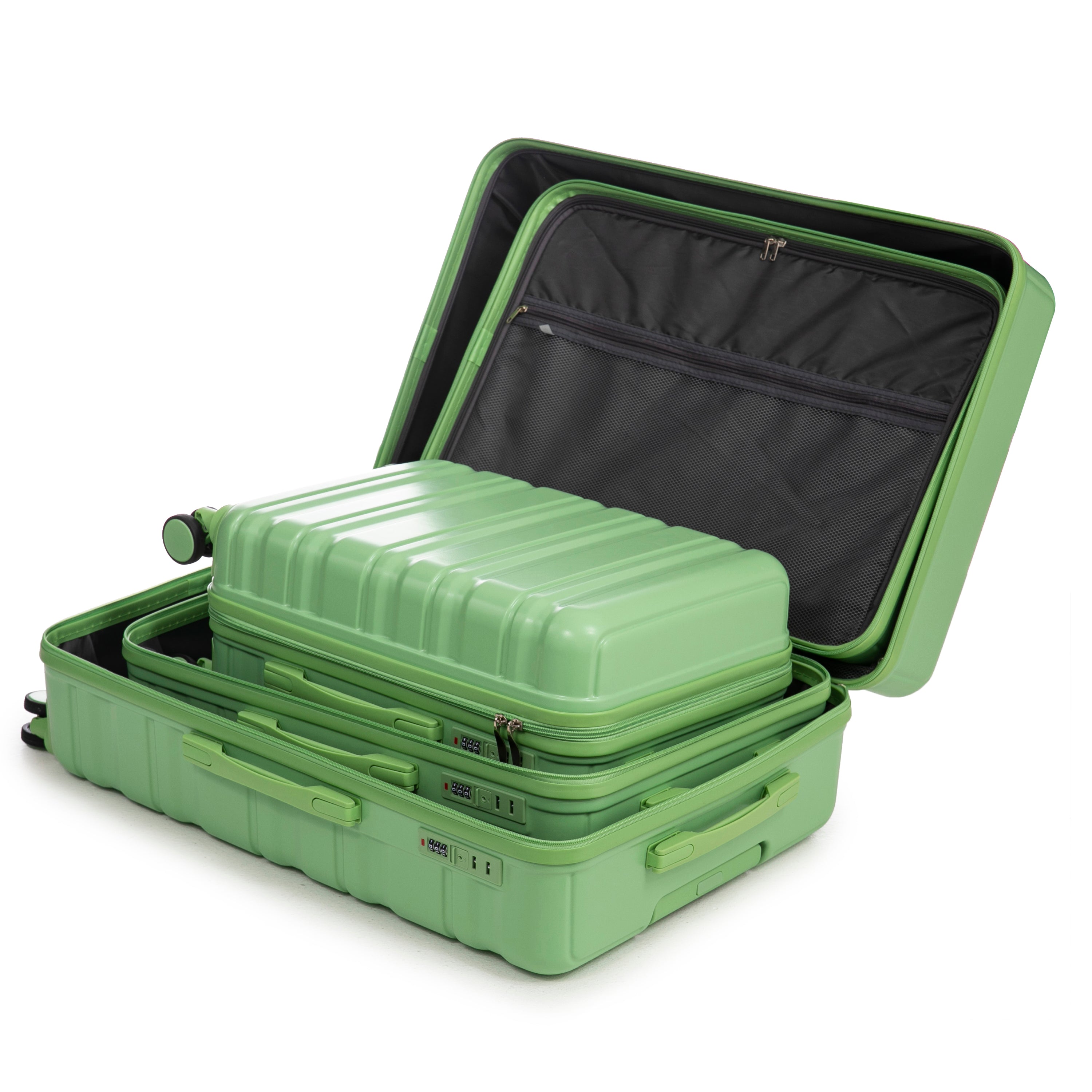 HIFINE Tourist 3-Piece Spinner Wheel Luggage Set in Green