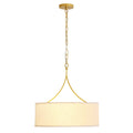 3-Light Gold Fabric Drum Pendant Light