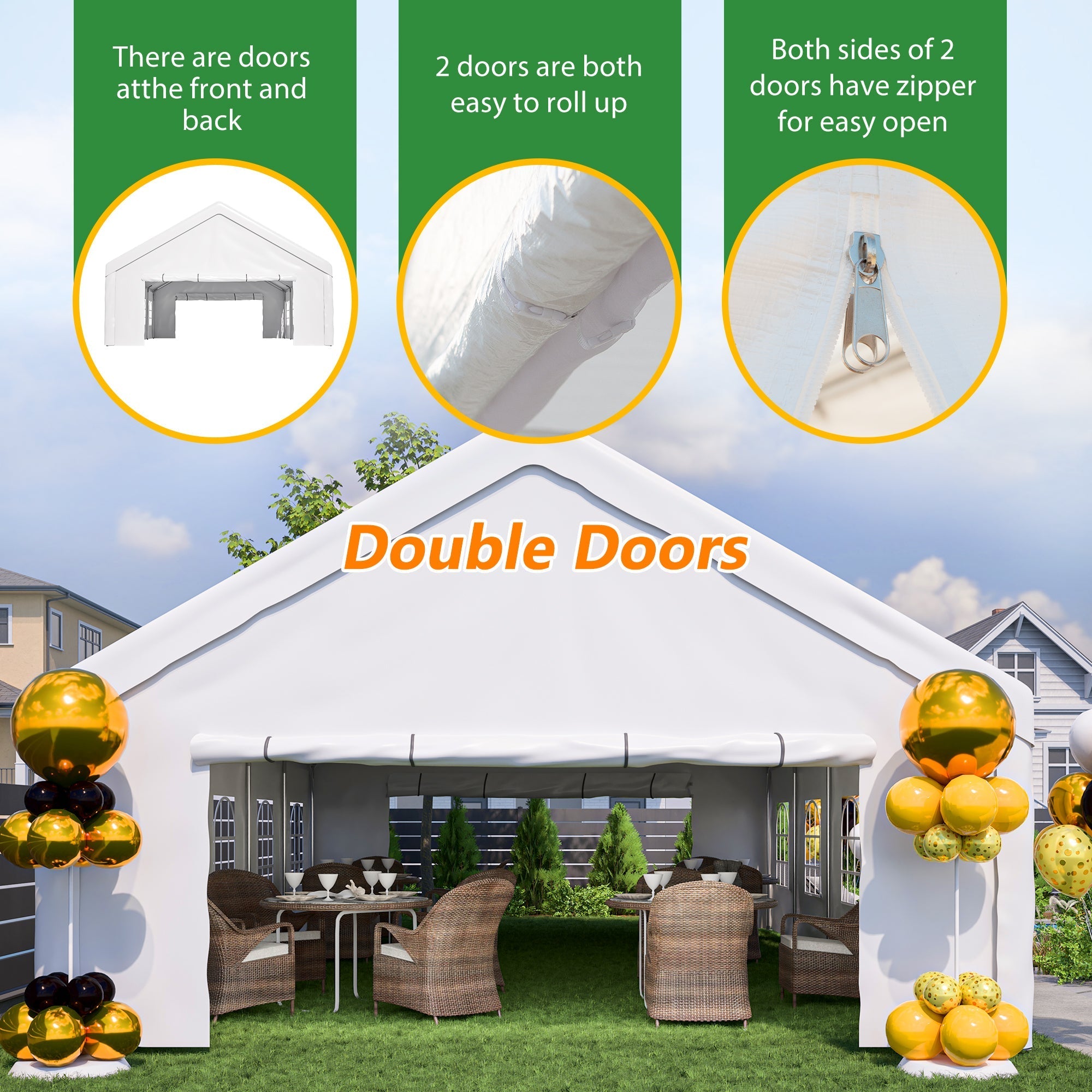 20x32 FT Party Tent with Removable Sidewalls & Storage Bags