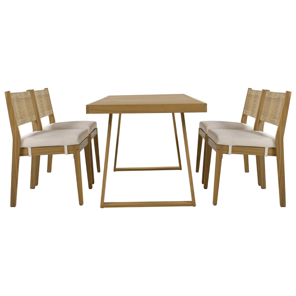 U_Style Multi-Person Outdoor Acacia Wood Dining Table and Chair Set