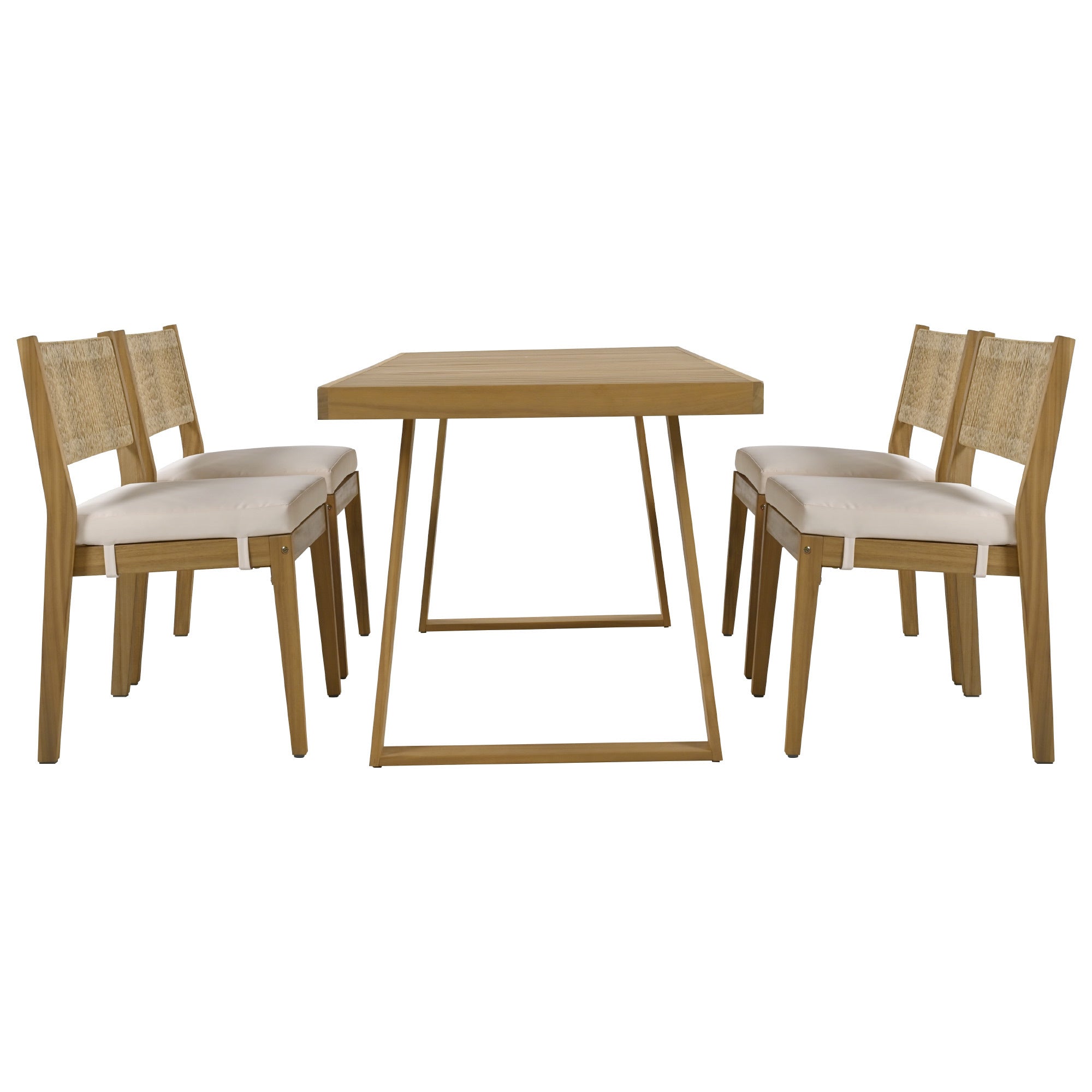 U_Style Multi-Person Outdoor Acacia Wood Dining Table and Chair Set