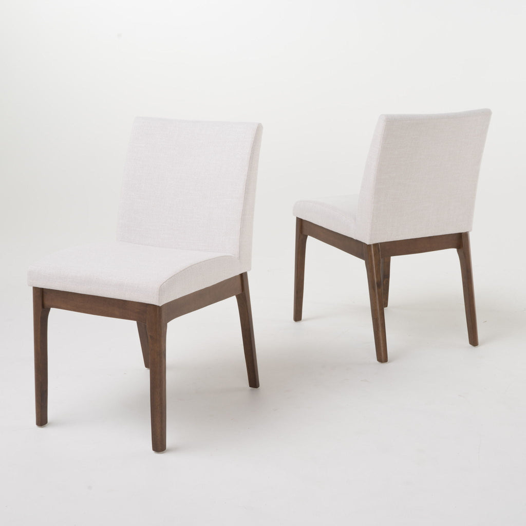 5 Piece Dining Set With 4 Upholstered Chairs - Light Beige / Walnut