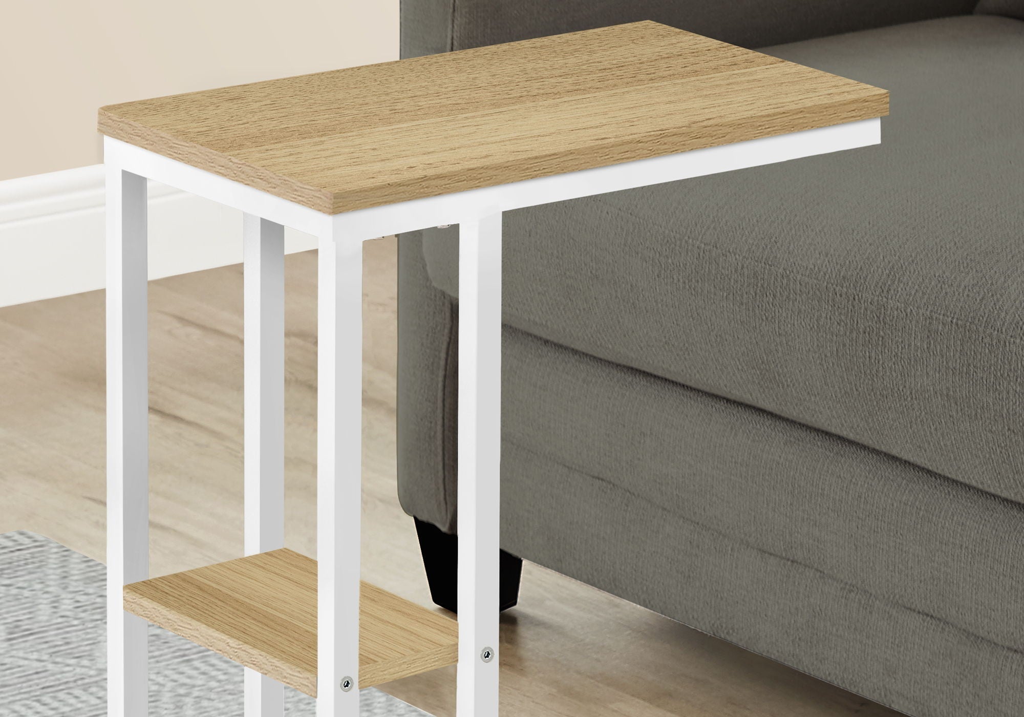 Accent Table, C-Shaped, Marble Look Contemporary & Modern Convenient Design