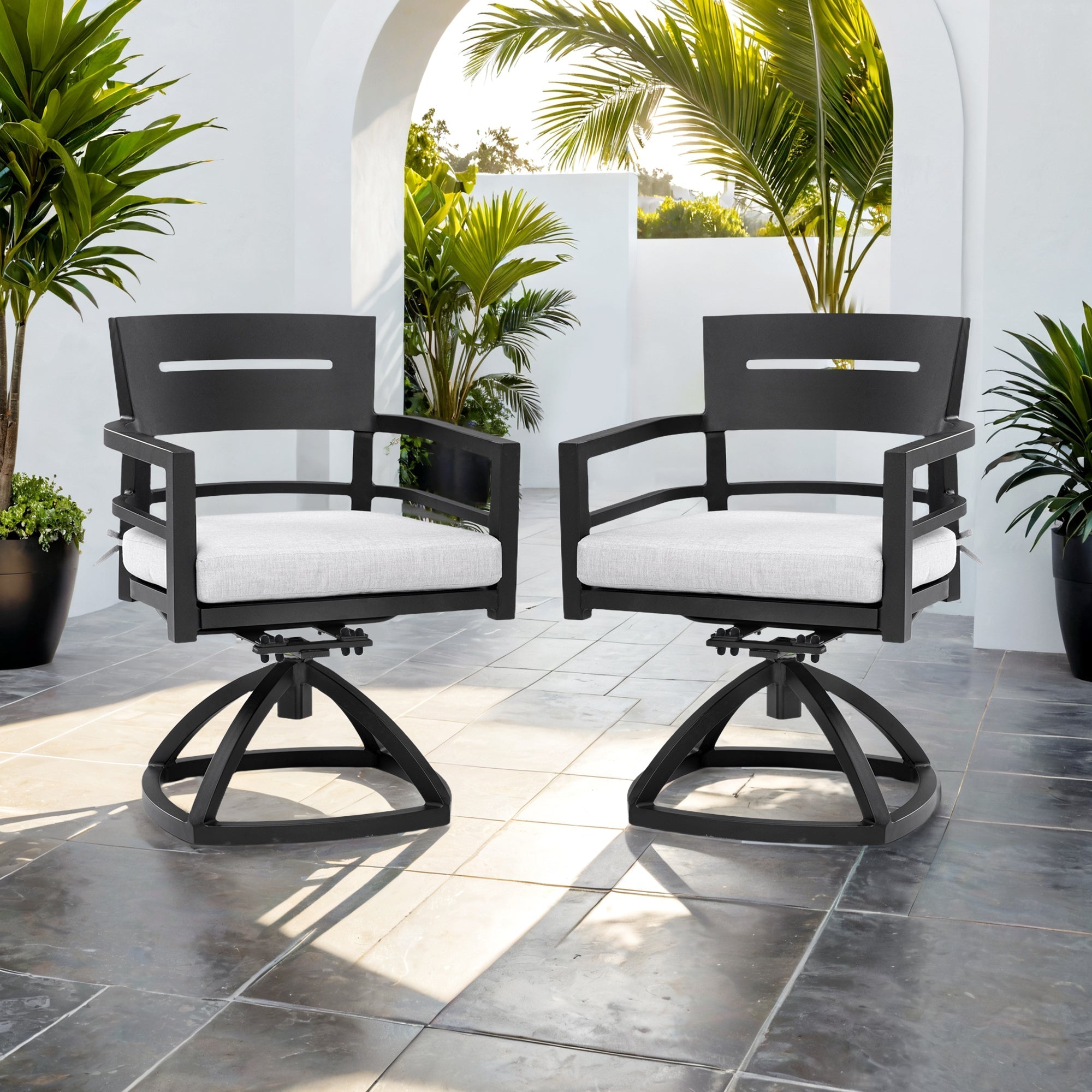 Outdoor Patio Aluminum Swivel Rocker 2PCs with Sunbrella Cushions