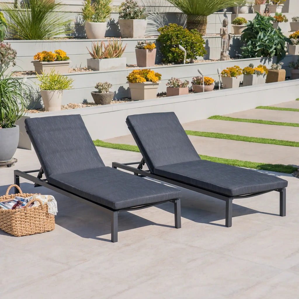 Modern Chaise Lounge with Water Resistant Fabric Cushions