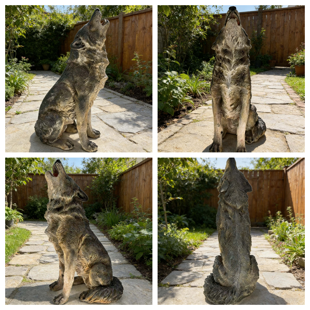 29.72" H x 17.91" L Simulated Howling Wolf Garden Statue