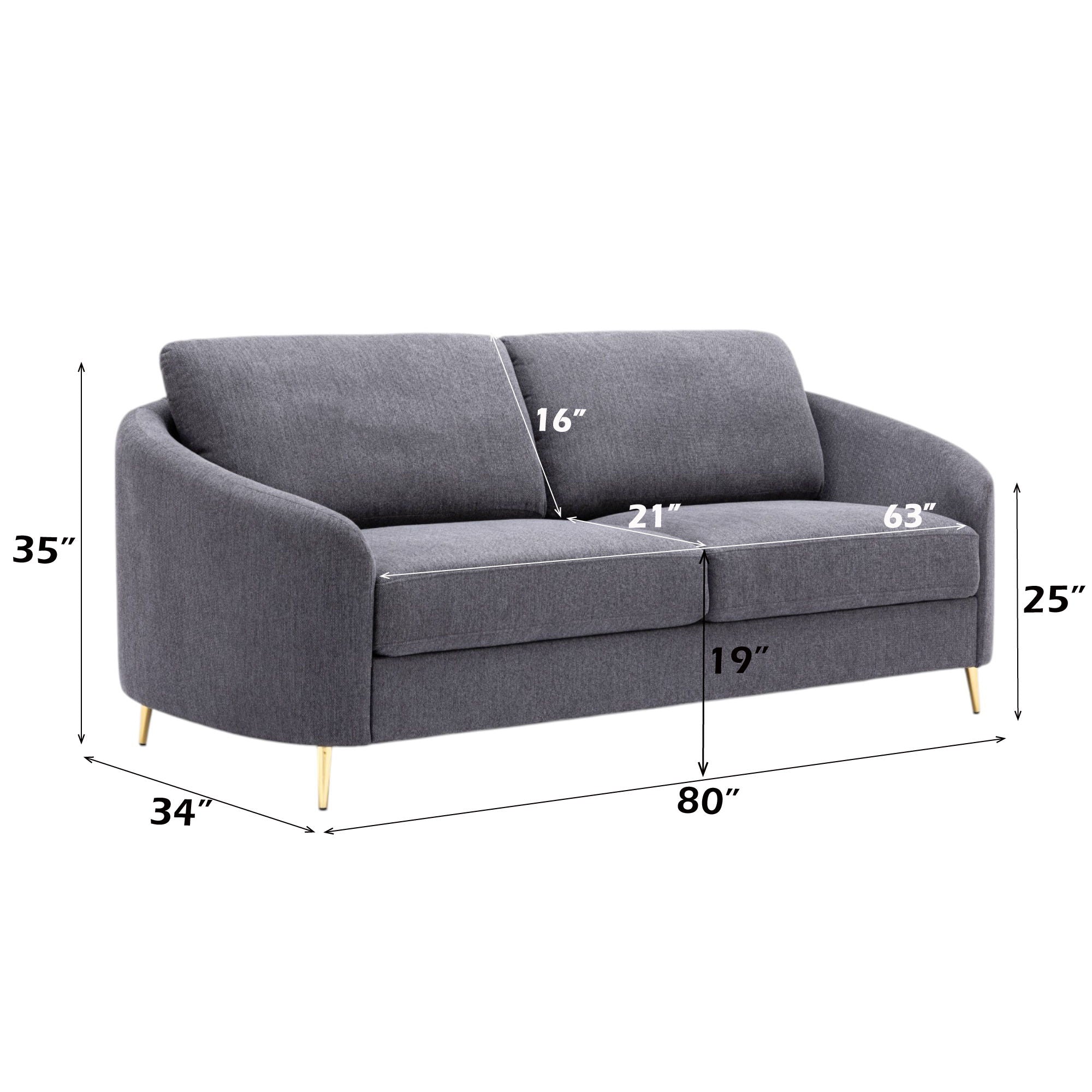 Yuina Linen Sofa in Gray