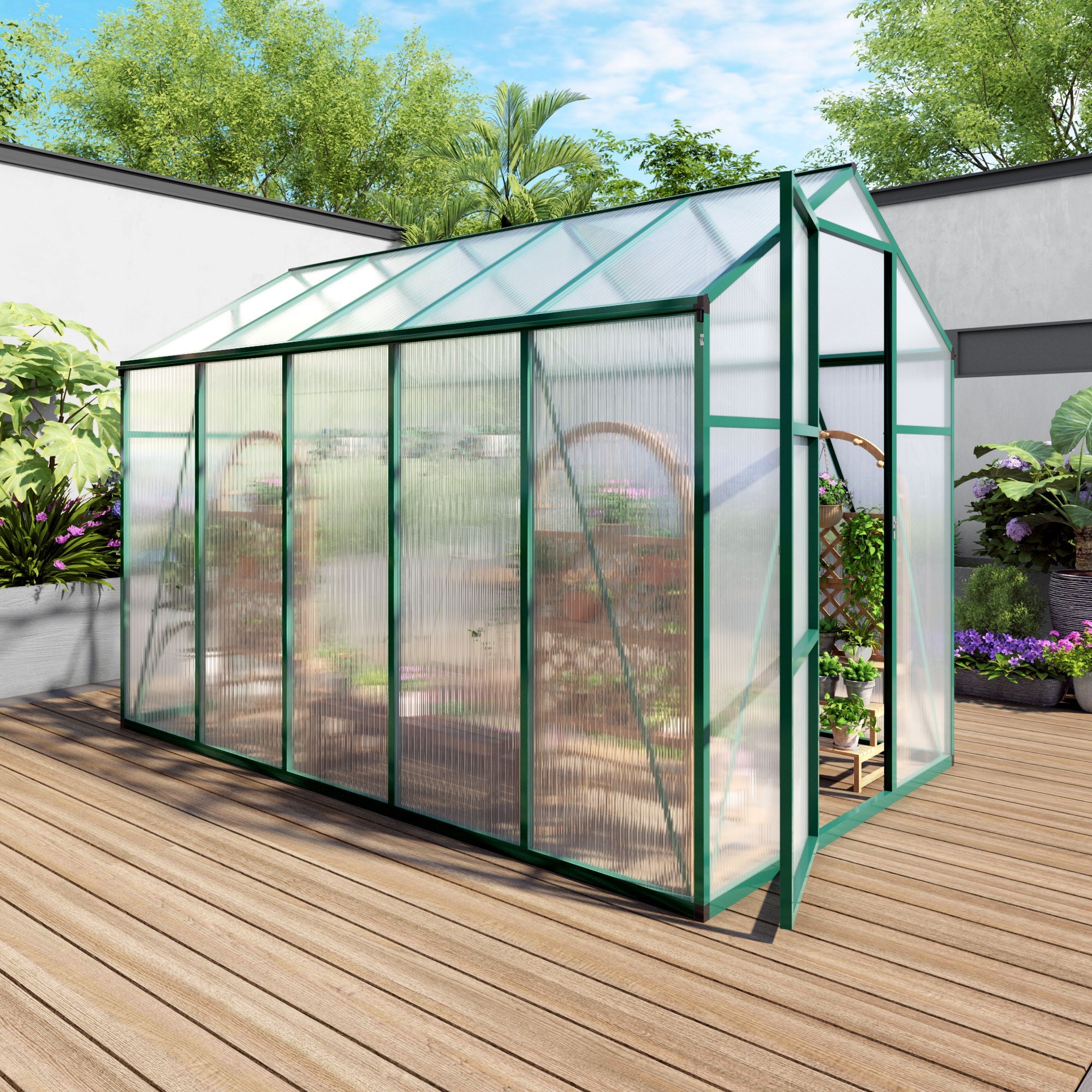 Polycarbonate Walk-In house, Raised Base For Outdoor In All Season