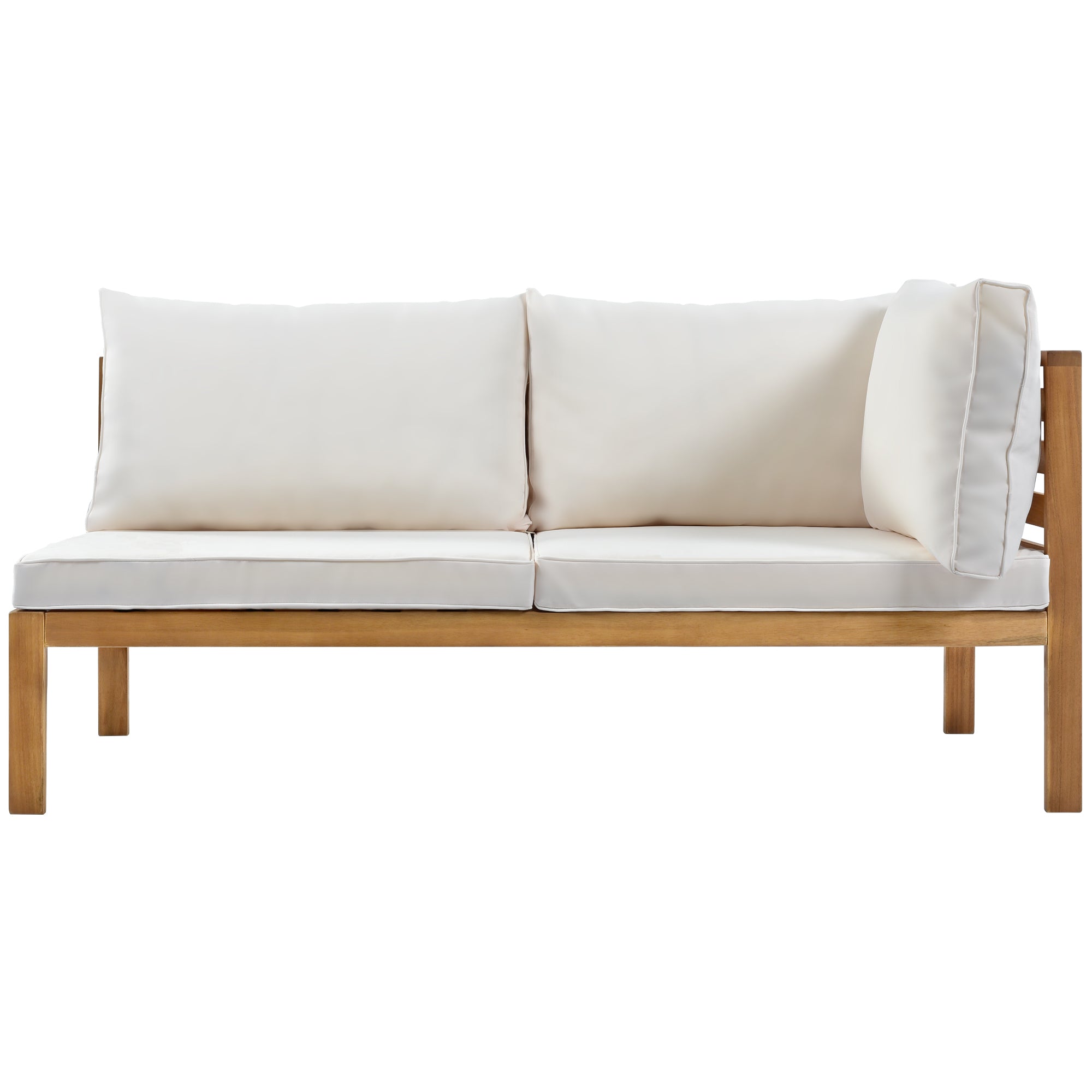 Wood Structure Outdoor Sofa Set with Beige Cushions