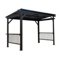 6.5x12FT Hardtop Grill Gazebo with Side Shelves and Steel Roof