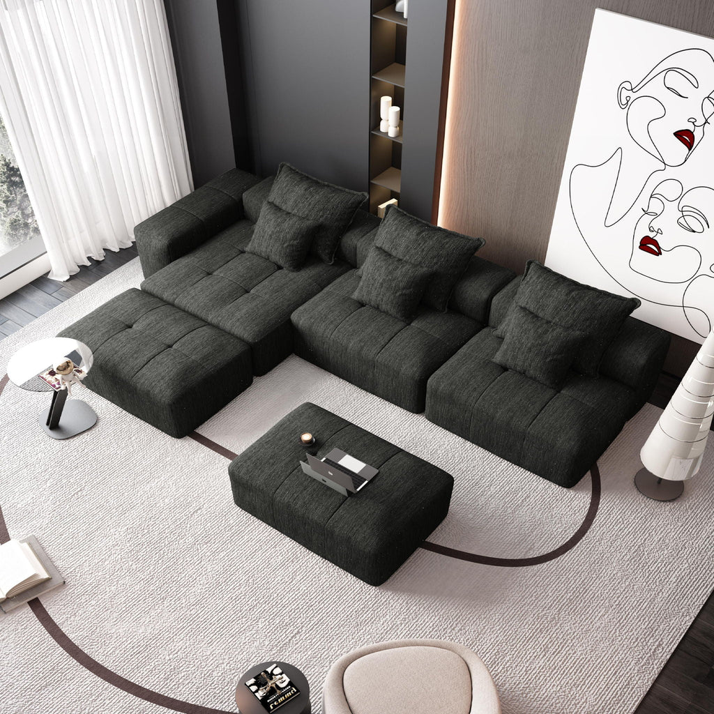 Modern Oversized DIY Combination Modular Sectional Sofa With Pillows