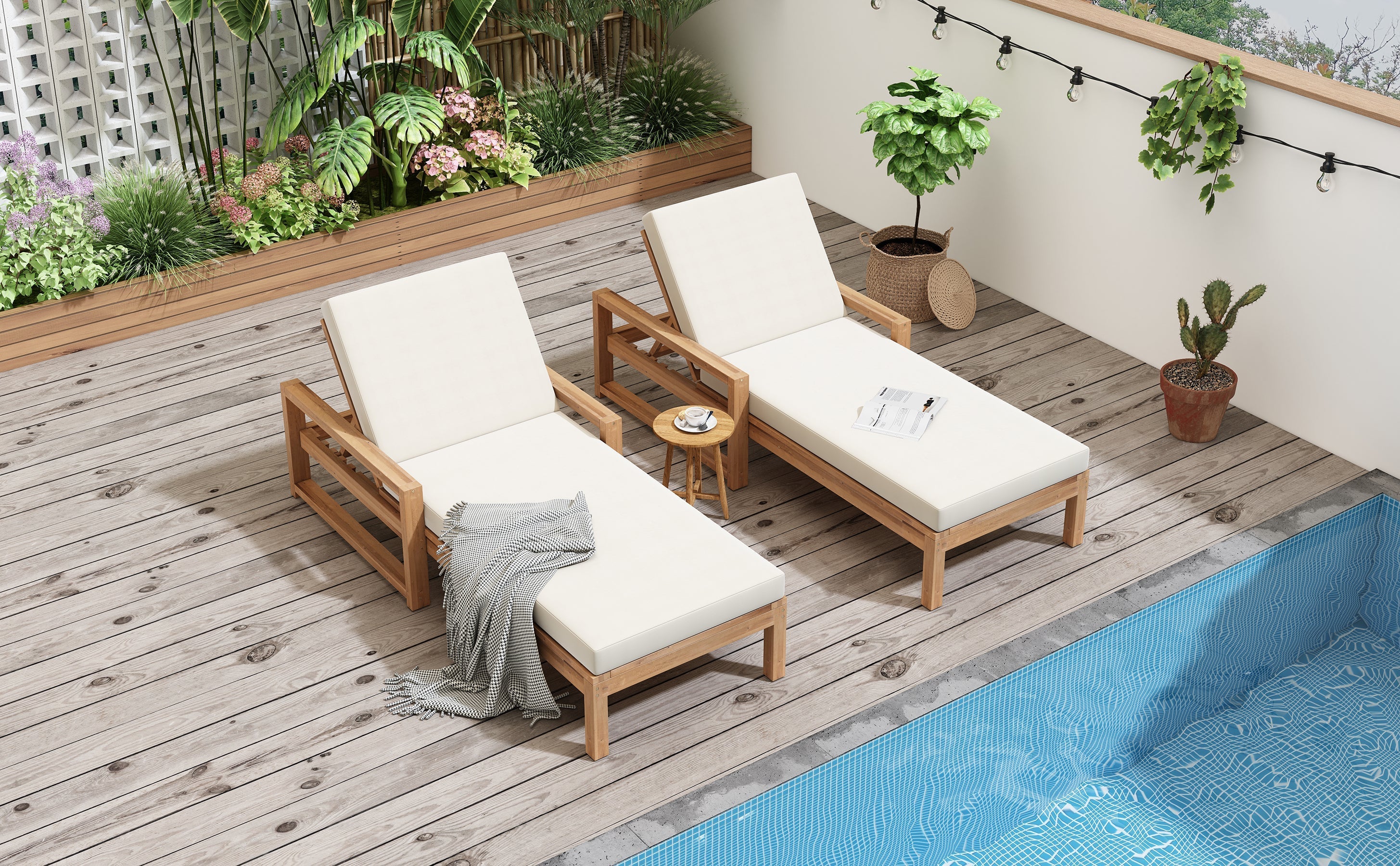TREXM Outdoor Lounge Chairs Set of 2