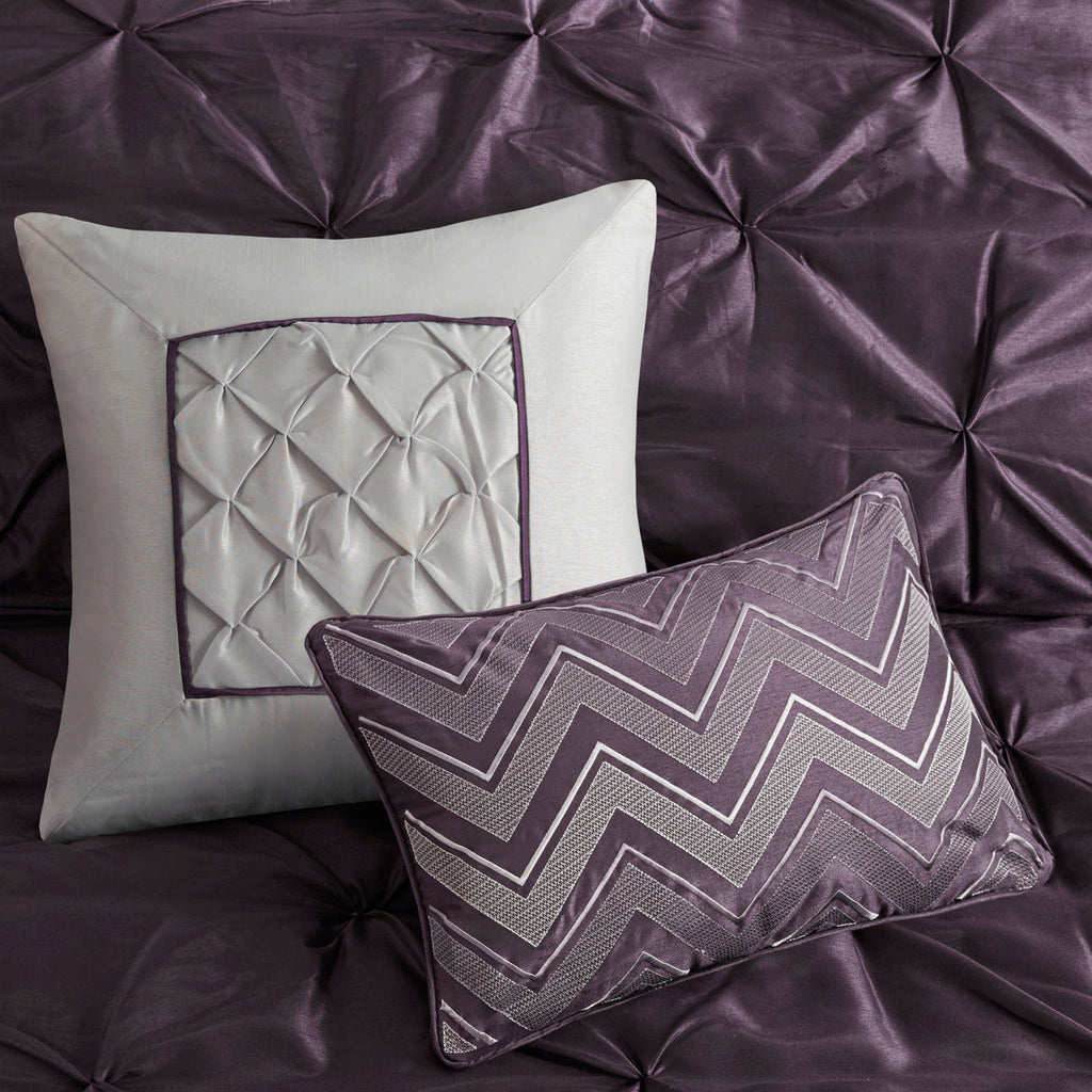 7 Piece Tufted Comforter Set Plum Full