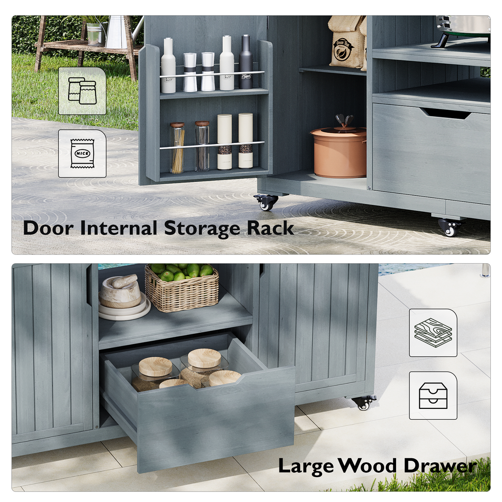 K&K 66.5" Outdoor Kitchen Island for Big Green Egg Grills