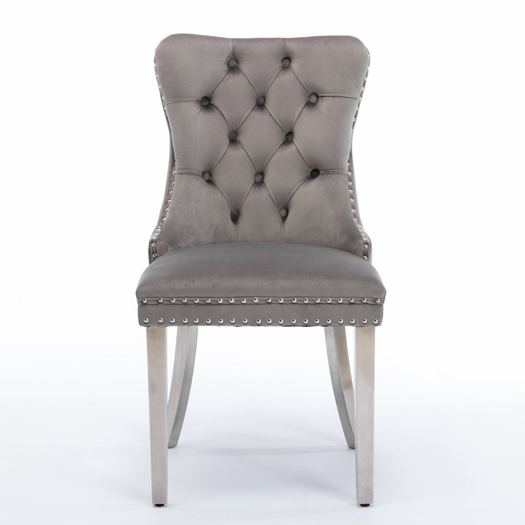 A&A Furniture Nikki Collection Modern Velvet Upholstered Dining Chairs - Set of 2