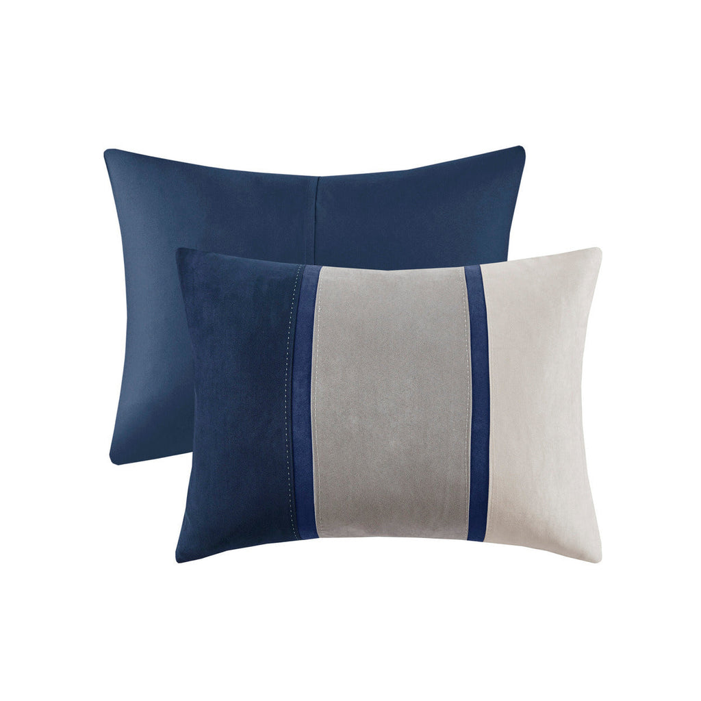 7 Piece Faux Suede Comforter Set Blue King