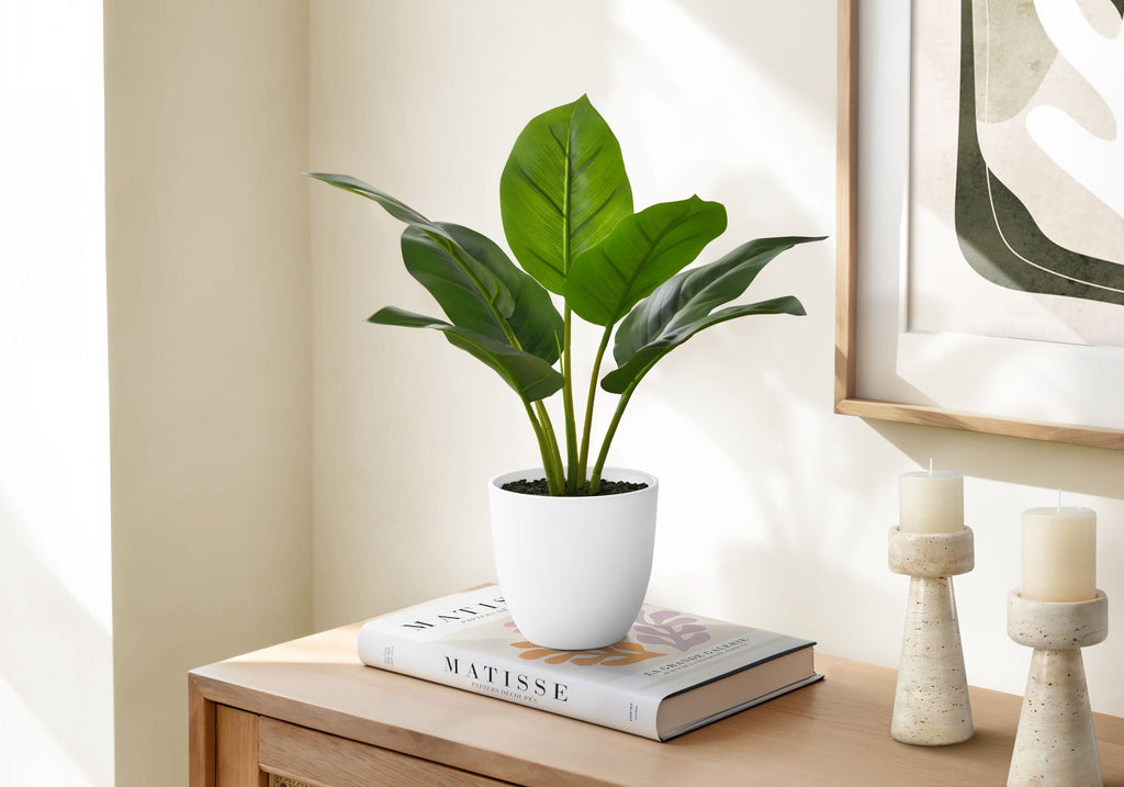17" Tall Aureum Artificial Indoor Plant in White Pot