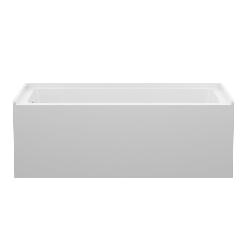 Alcove Soaking Bathtub With Skirt - Back-To-Wall Design, Compact - Glossy White