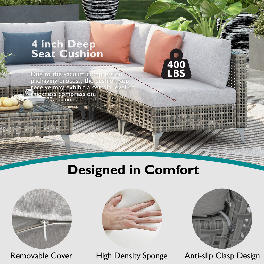 K&K 7-Piece Wicker Patio Furniture Set