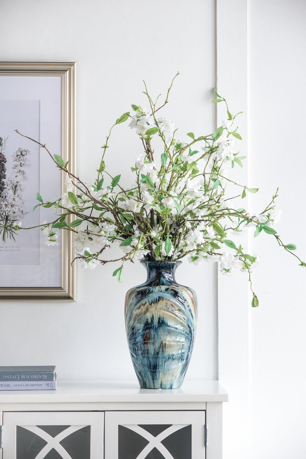 D8.7x15.5' Blue and Brown Reactive Glazed Vase