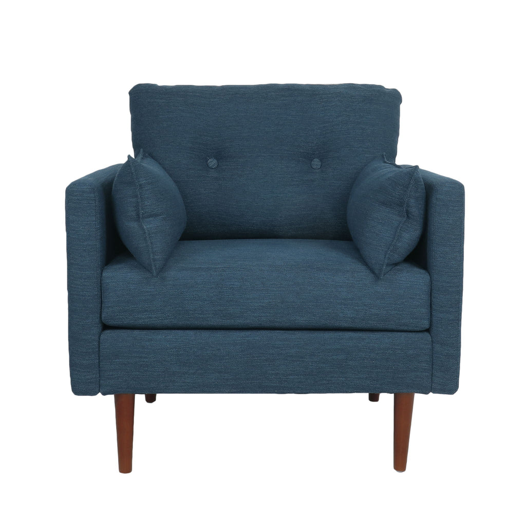 Enchantica Upholstered Fabric Club Chair with Button Tufting and 2 Accent Pillows