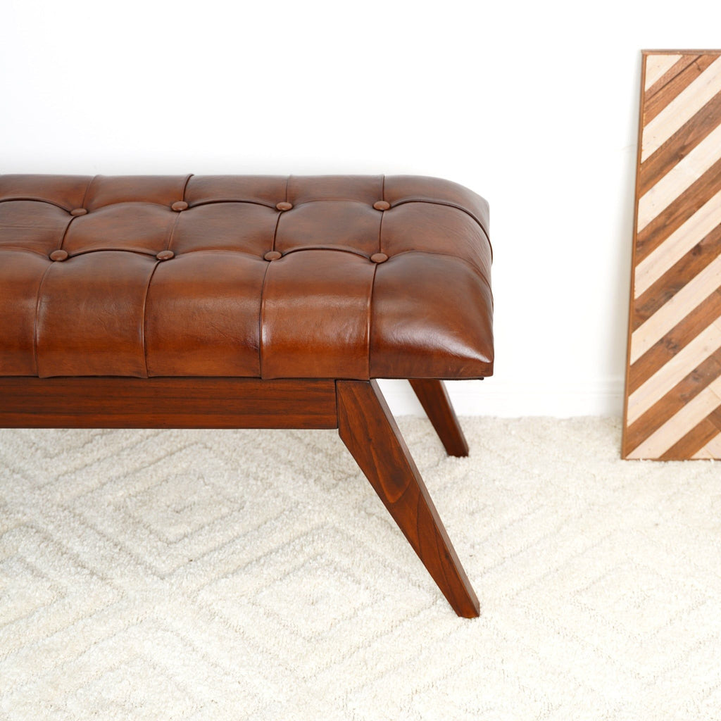 Maja - Bench - Cognac / Dark Brown
