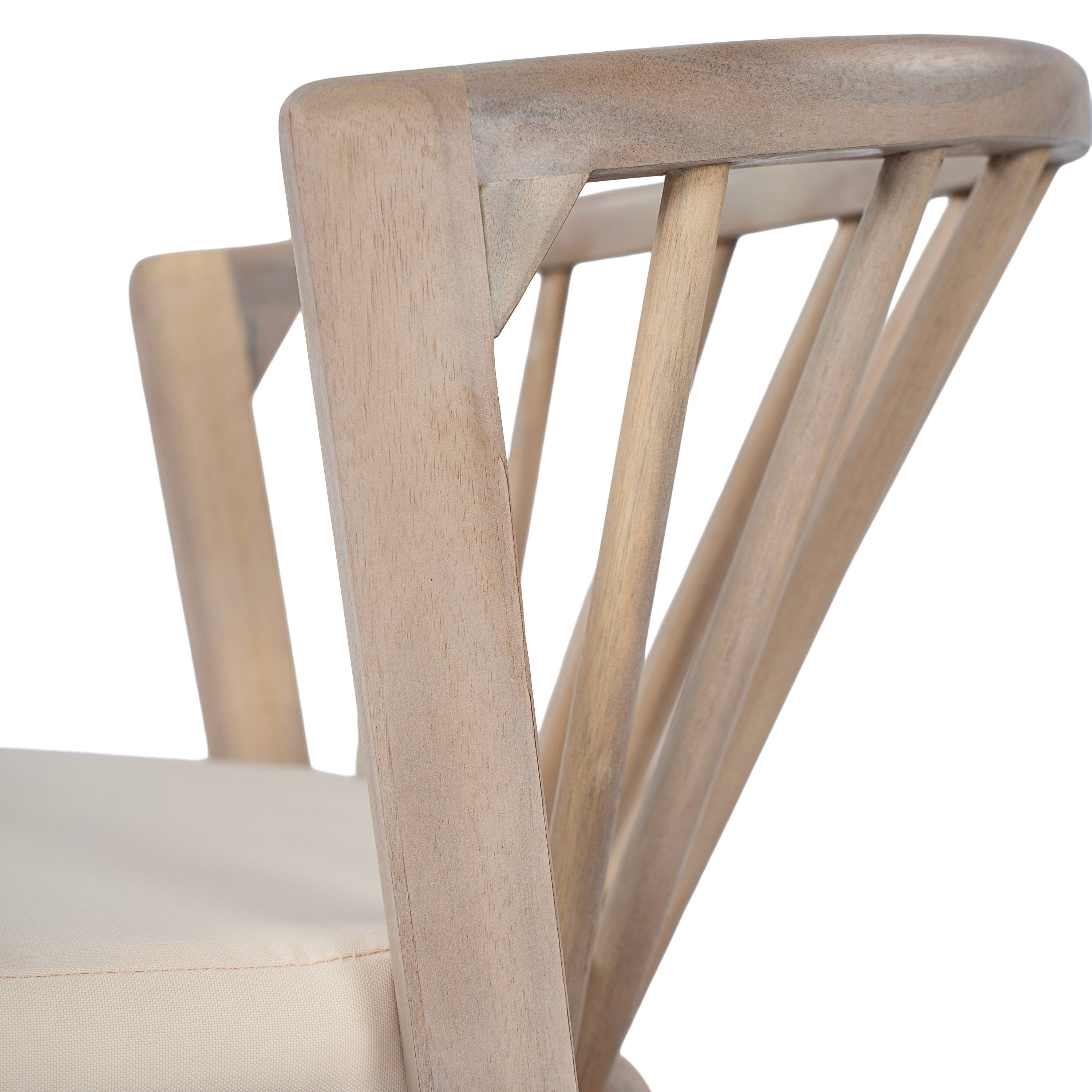 Outdoor Dining Chairs Set of 2 with Acacia Wood and Cream Washable Cushions