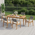 Outdoor 7 Piece Dining Set With Rope Woven Armchairs