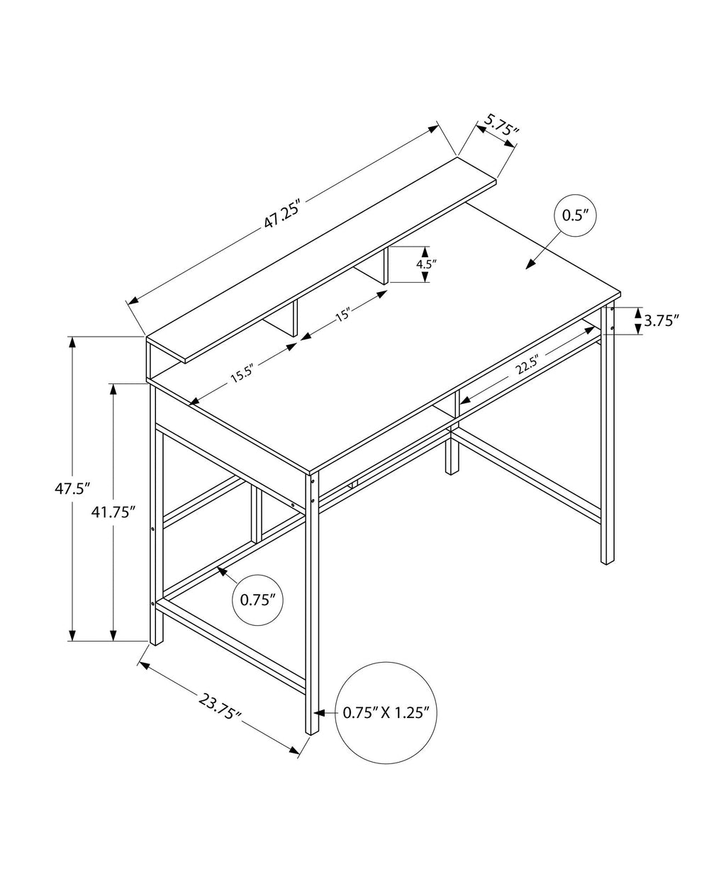 Computer Desk for Home Office with Standing Storage Shelves