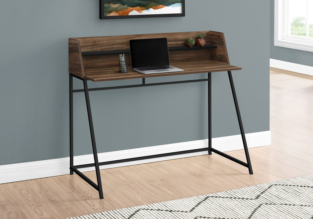 Computer Desk for Home Office with Marble Look and Storage Shelves