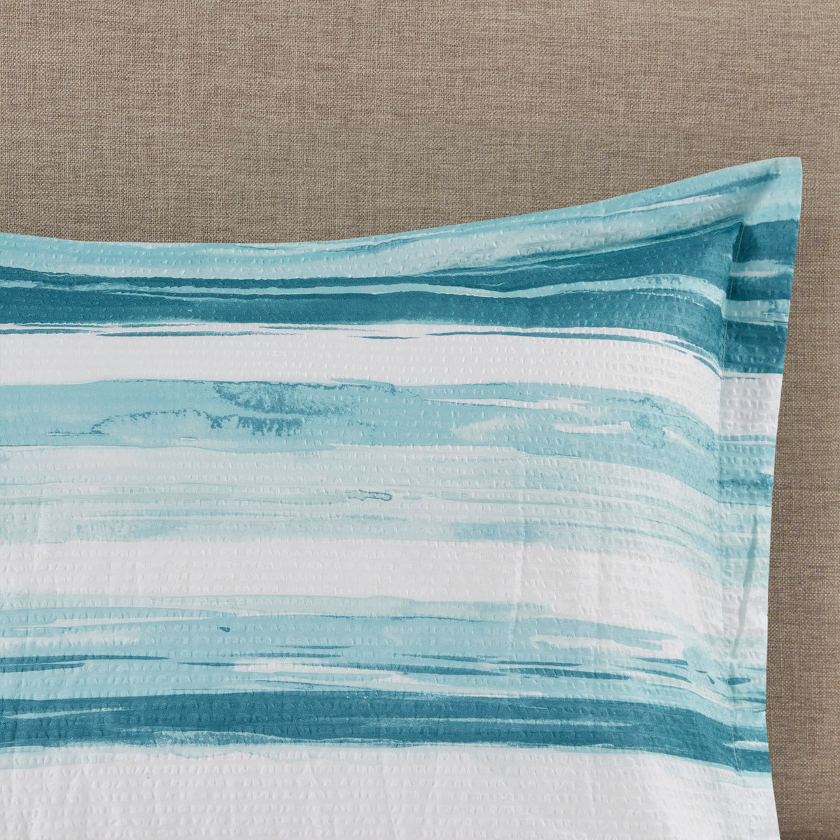 8 Piece Printed Seersucker Comforter and Quilt Set Collection Aqua Full/Queen