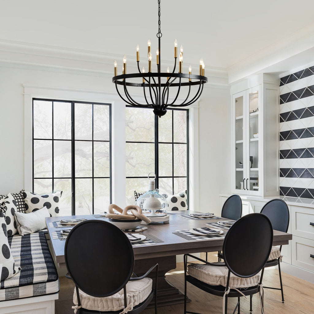 15-Light Industrial Iron Candle Chandelier Modern Farmhouse Pendant Light