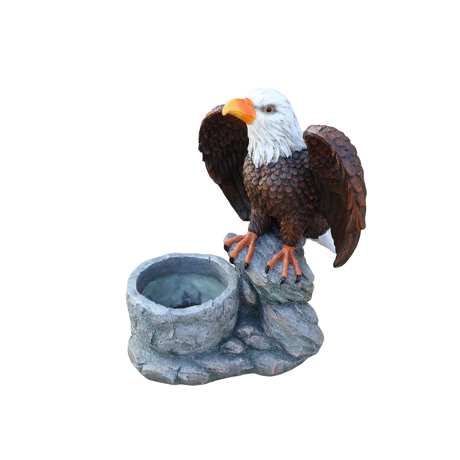 Standing Eagle Statue Garden Planter on Faux Stone Base