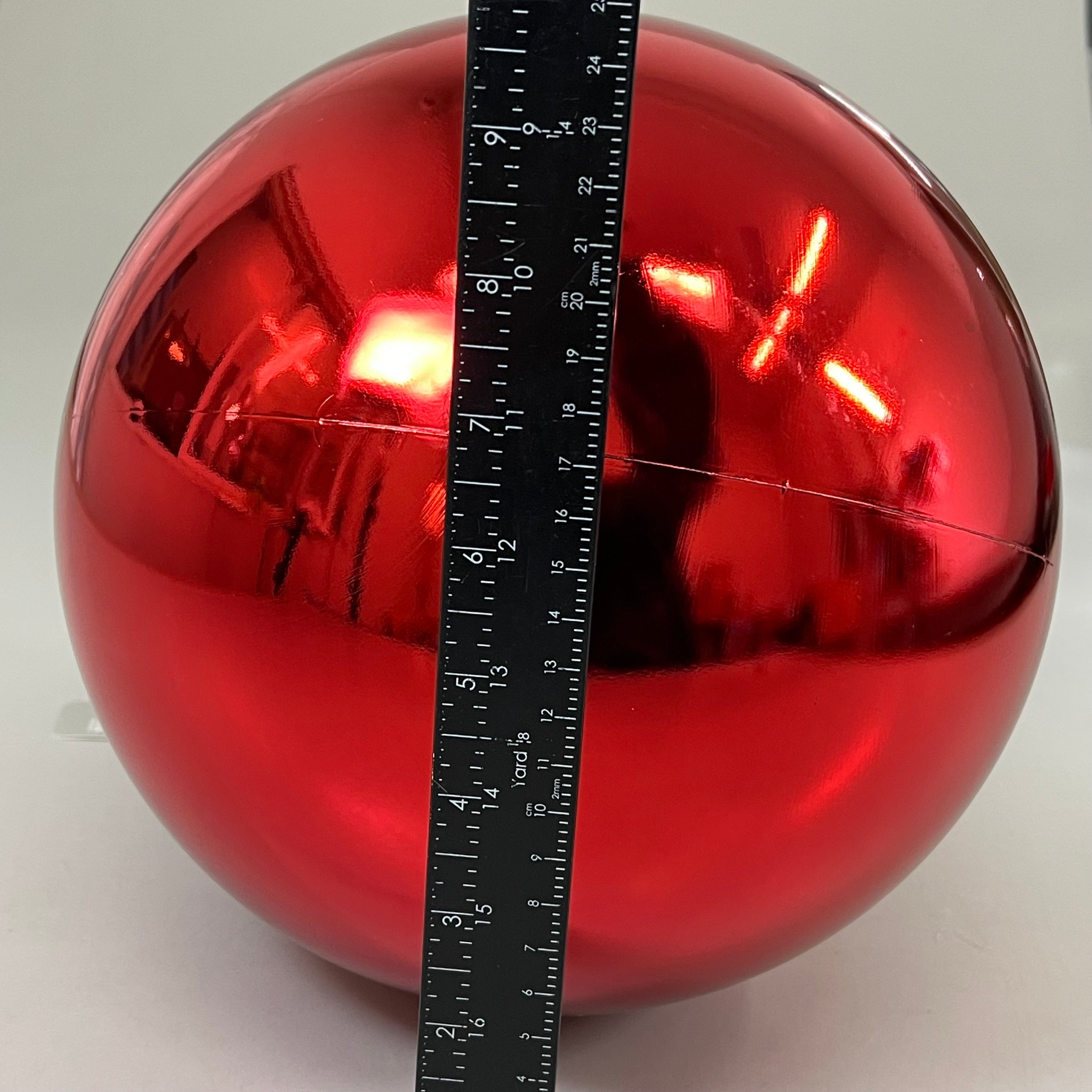 RAZ IMPORTS Shiny Ball Christmas Ornament Decor Plastic 10" Metallic Red 4214885