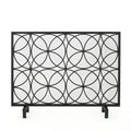 Thayer Single Panel Iron Fireplace Screen with Geometric Design