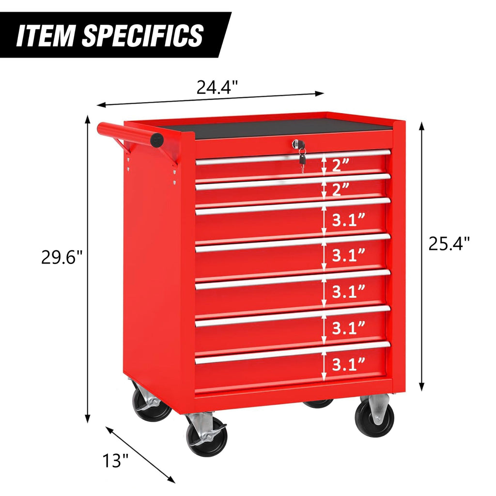 7-Drawer Rolling Tool Chest With Wheels