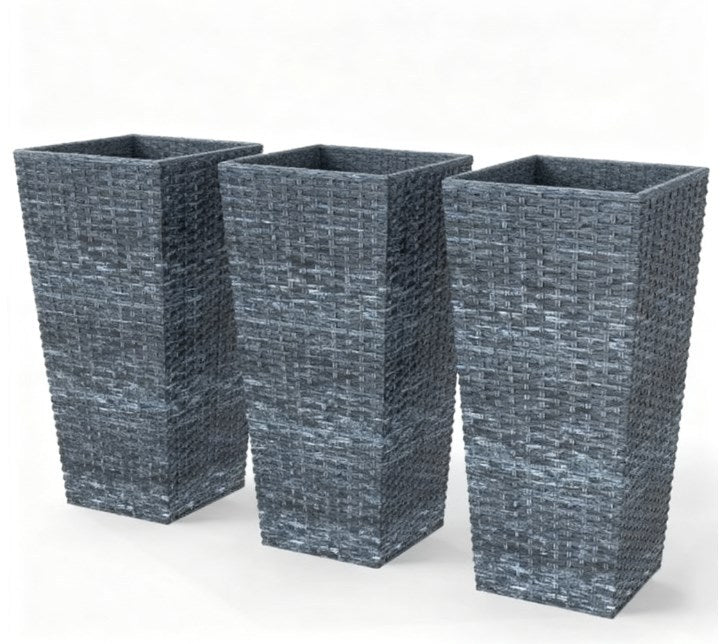 Taper Planters Set of 3 with Drainage Holes for Indoor and Outdoor Use