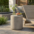 Outdoor Lightweight Concrete Side Table, Light Gray