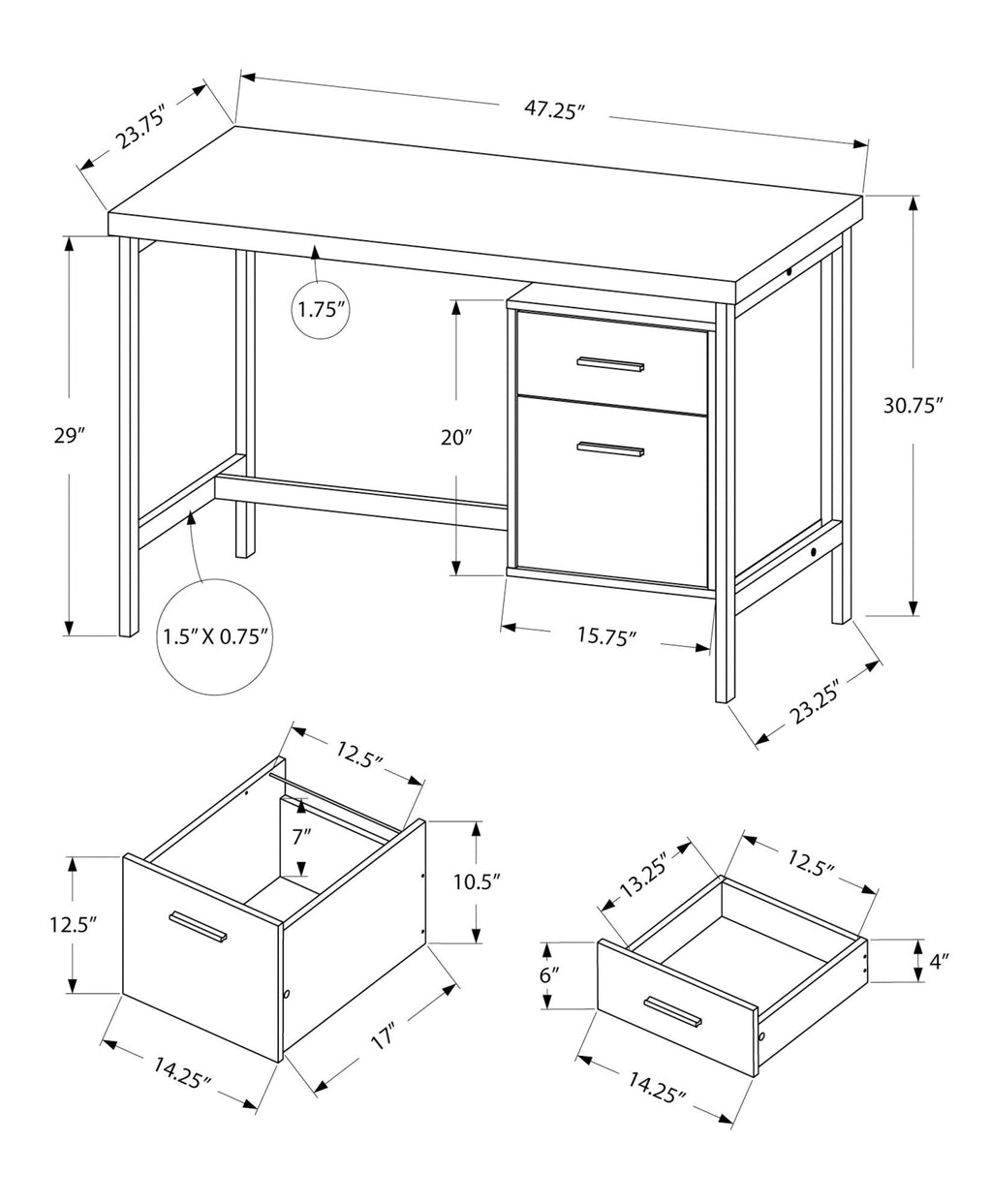 Computer Desk For Home Office, Left or Right Setup, With Storage Drawers