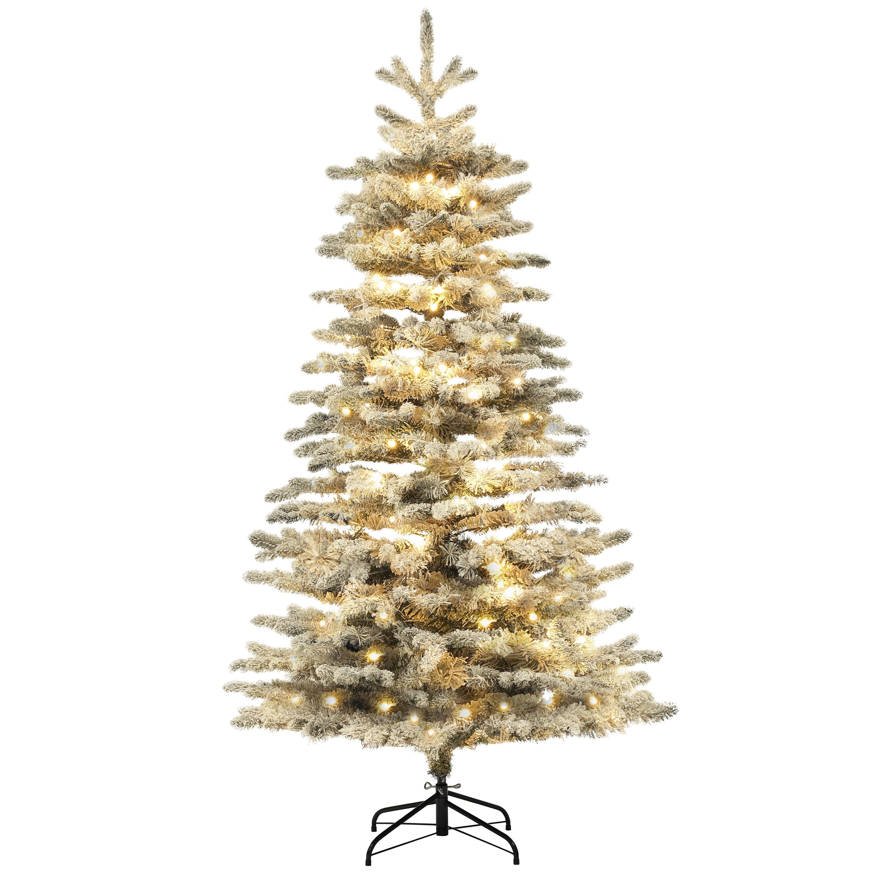 6.5 Ft Pre-Lit Snow Flocked Mountain Pine Artificial Christmas Tree