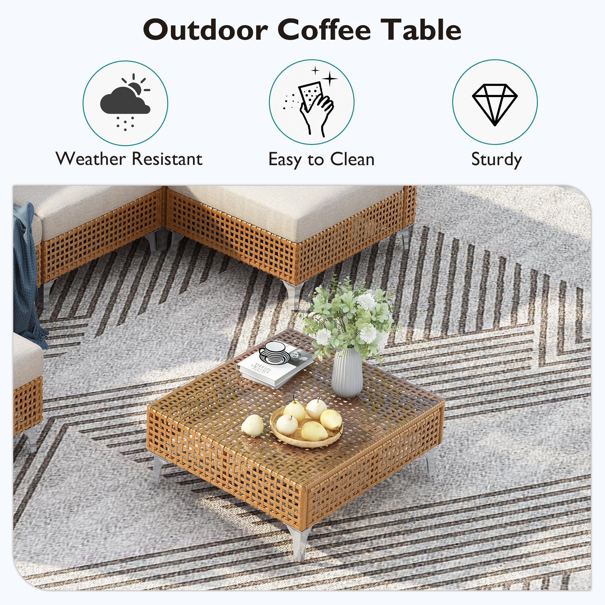 K&K 7-Piece Wicker Patio Furniture Set