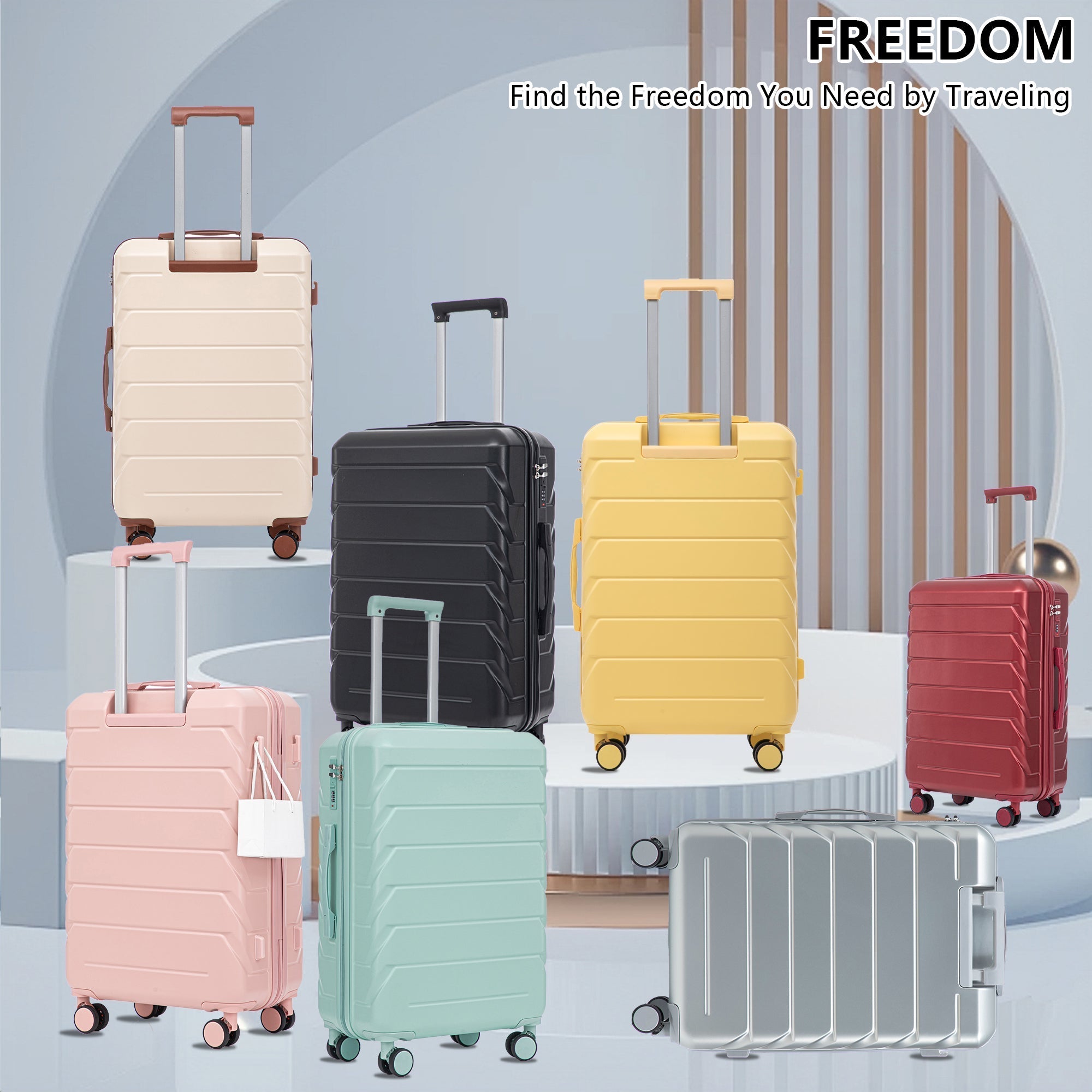 3-Piece ABS Spinner Wheel Luggage Set with Combination Lock