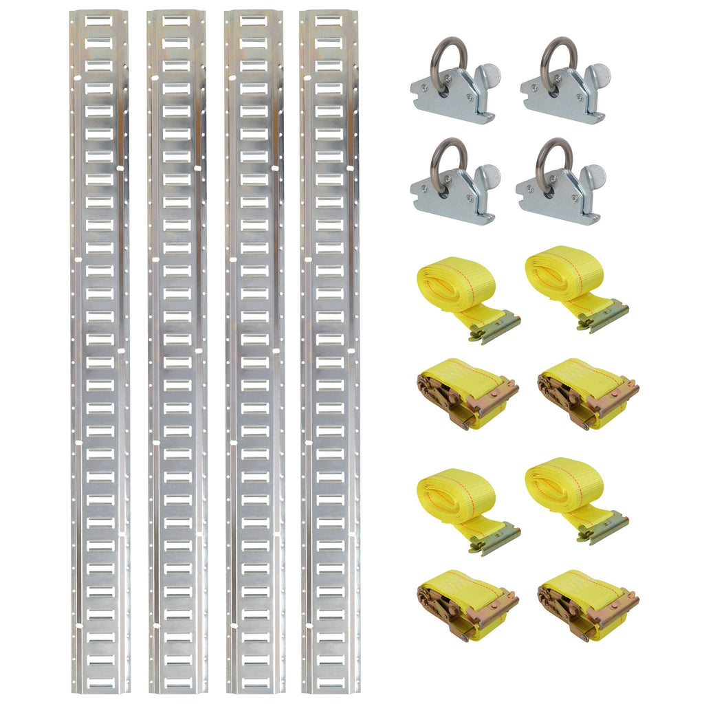 Universal E Track Tie-Down Rail Kit for Trucks, Vans, and Garages