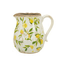 7.9x6.5x7.9' White Ceramic Pitcher Vase with Yellow Lemon Motif